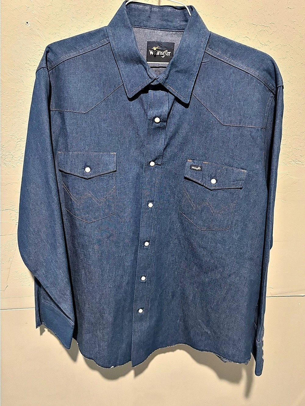 Wrangler Cowboy Cut Western Denim Work Shirt Blue XL